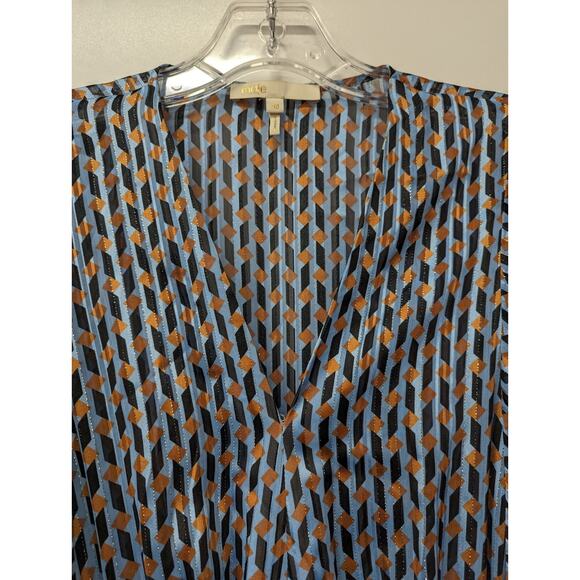 MAJE Richelane Metallic Jacquard Maxi Dress Blue Asymmetrical Size 40 Large - Picture 8 of 15